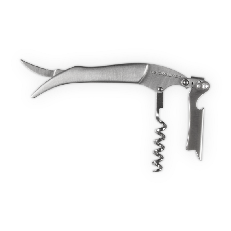 Silver corkscrew on a white background
