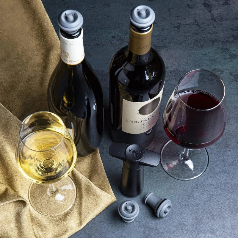 Vacu Vin Wine Saver Pump + 2 Stoppers Black (6987729076282) (8279610196190)
